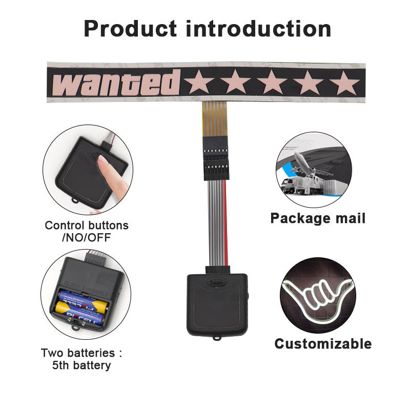 5 Stars Wanted Led Light/ Heart Led Light.